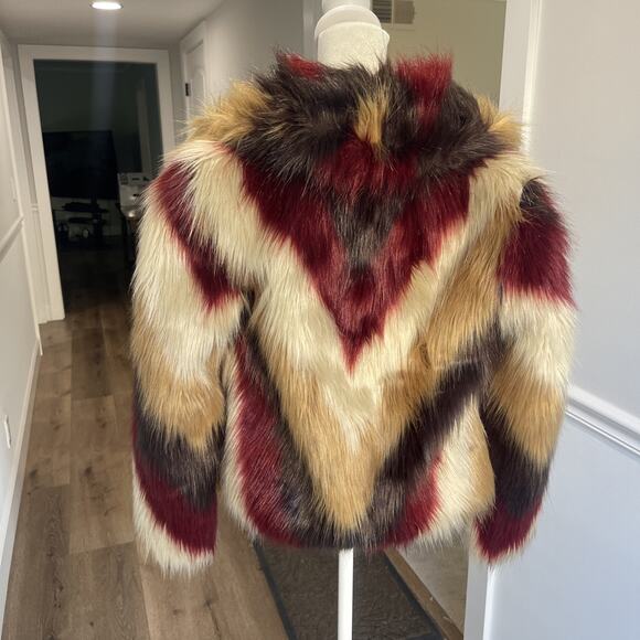 Chaser Faux Fur Party Coat Jacket Multi Color Size M New Years Event Vegas Club - Picture 3 of 13